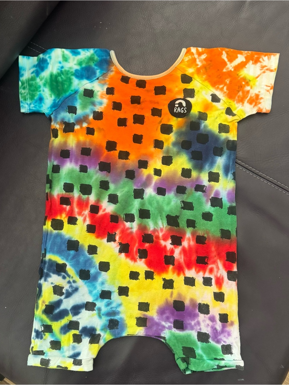 Rags to Raches Kids Tie-Dye Short Sleeve Romper size 3T